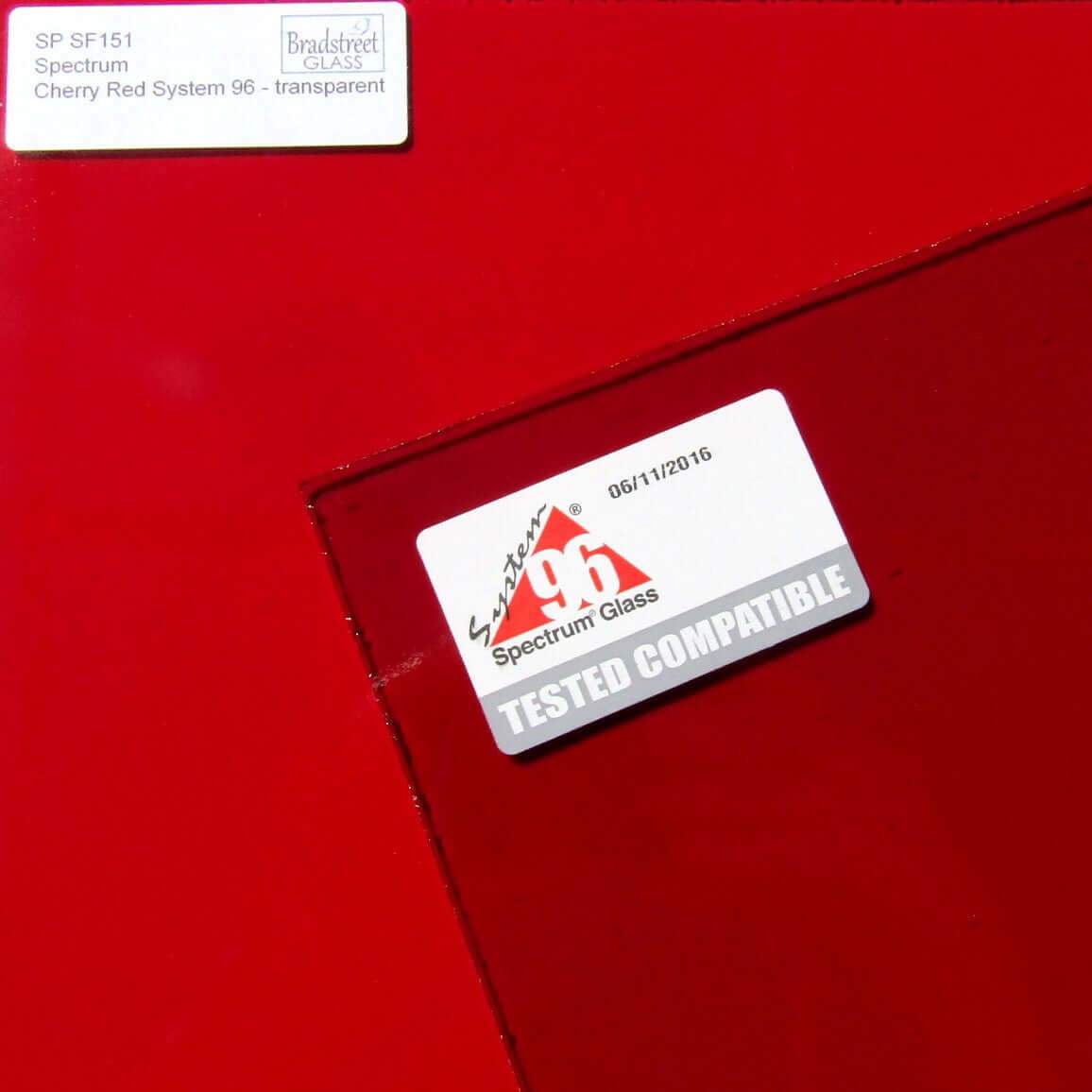 Spectrum Cherry Red Transparent 96 COE Translucent Fusible Stained Glass SF151 Stained Glass Sheet