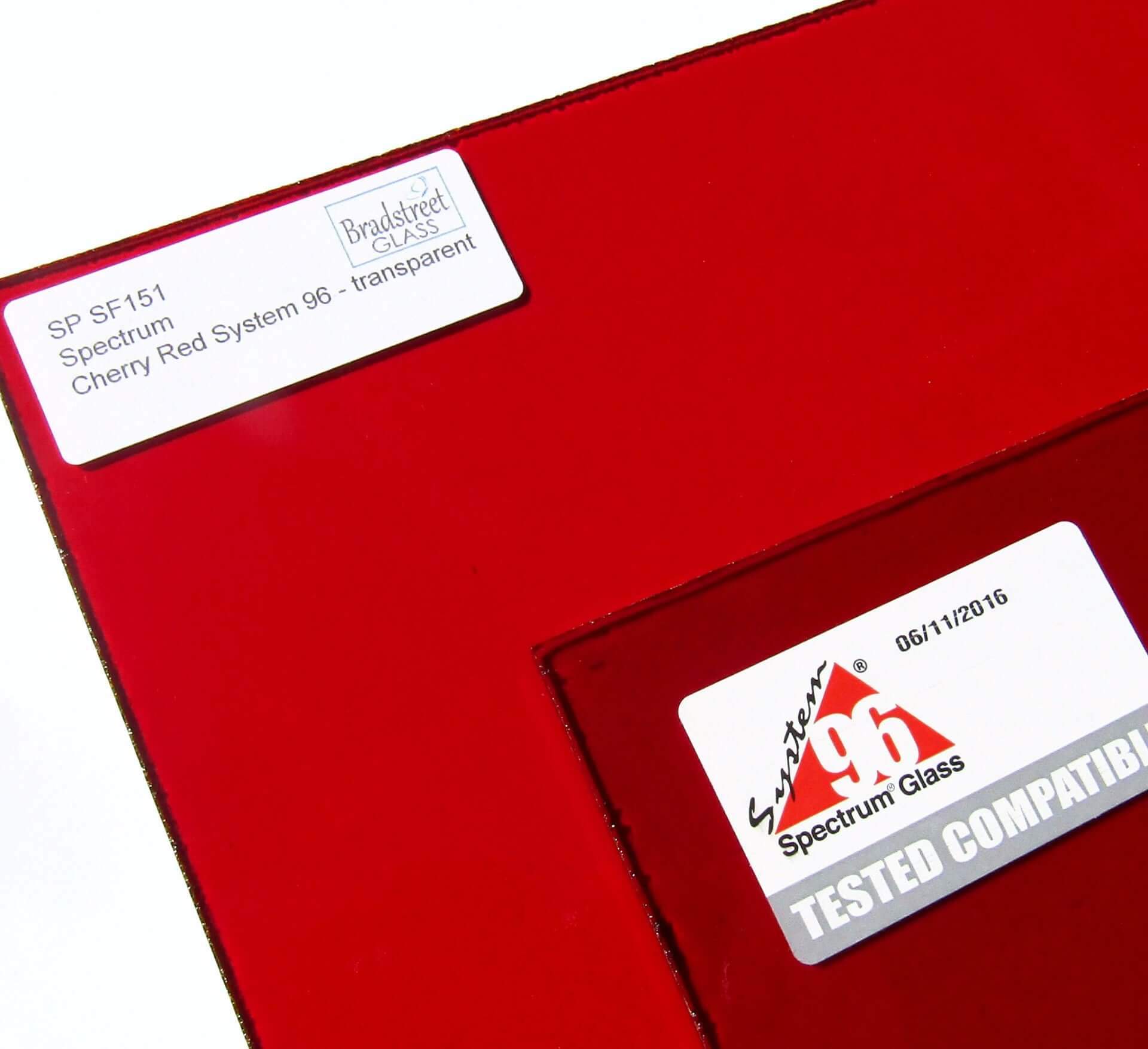 Spectrum Cherry Red Transparent 96 COE Translucent Fusible Stained Glass SF151 Stained Glass Sheet