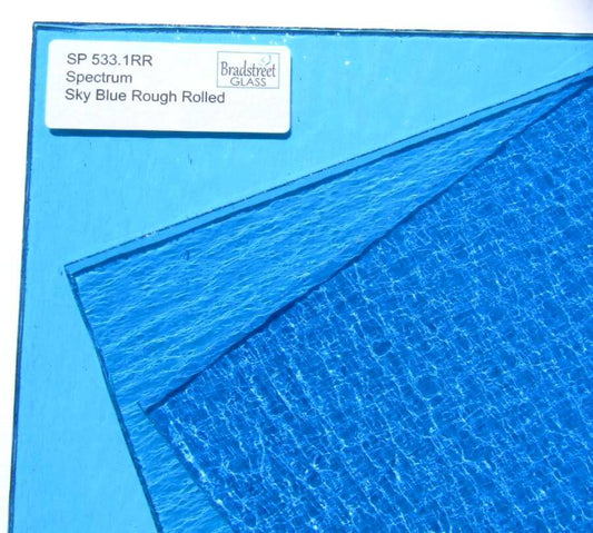 Spectrum Sky Blue Rough Rolled Translucent Cathedral Stained Glass Sheet S533.1RR