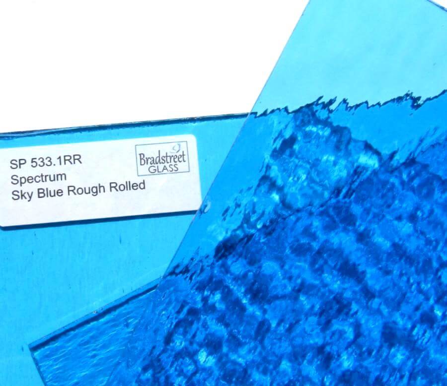 Spectrum Sky Blue Rough Rolled Translucent Cathedral Stained Glass Sheet S533.1RR