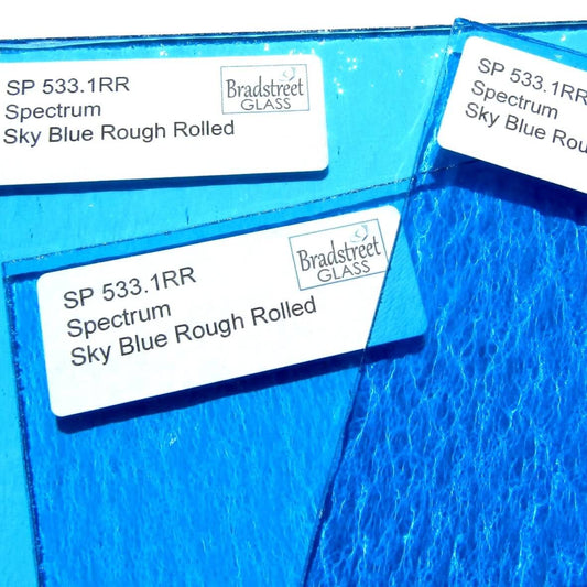 Spectrum Sky Blue Rough Rolled Translucent Cathedral Stained Glass Sheet S533.1RR