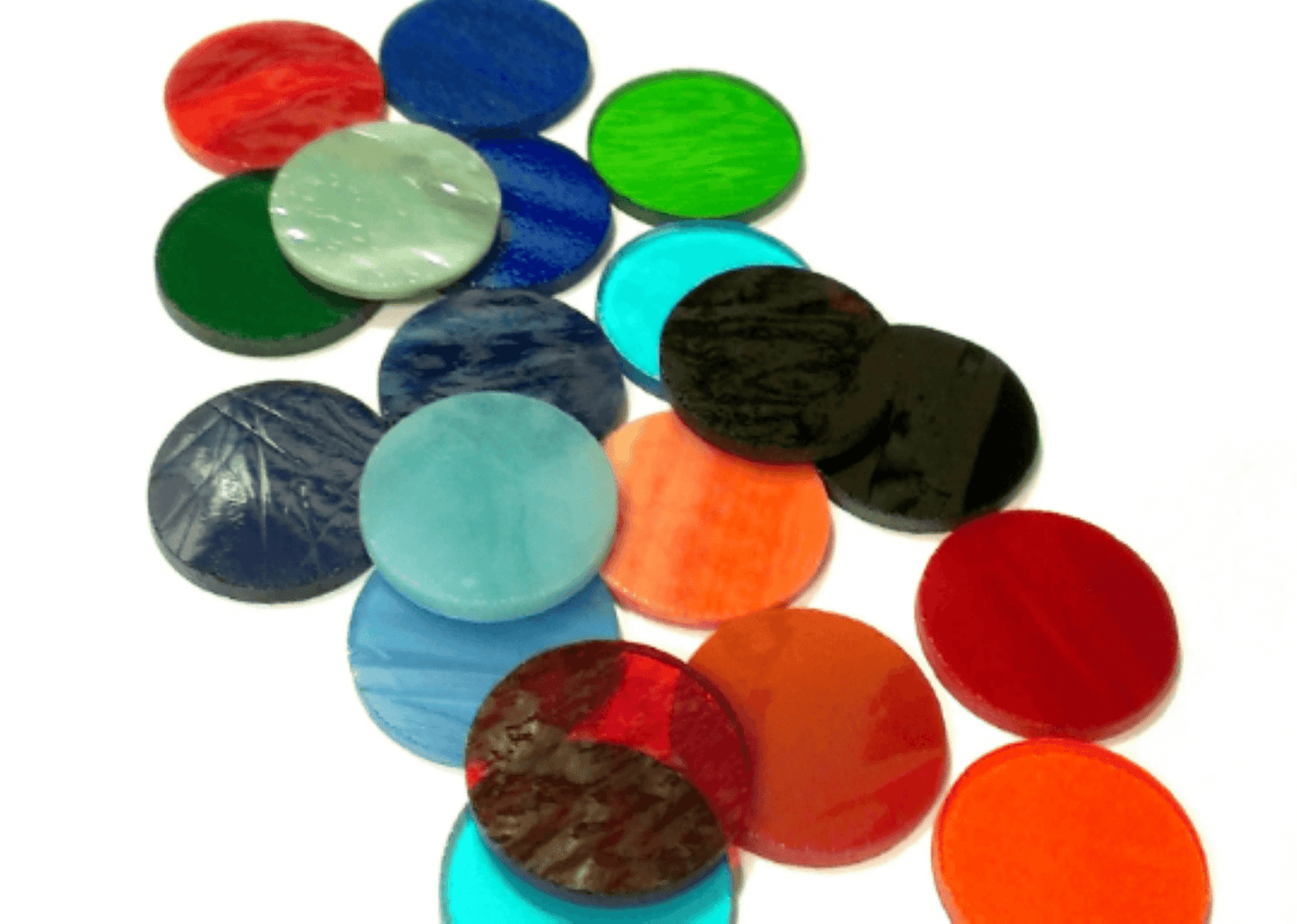 Precut Stained Glass Circles, Package of 10, Assorted Colors, 1 inch Circles
