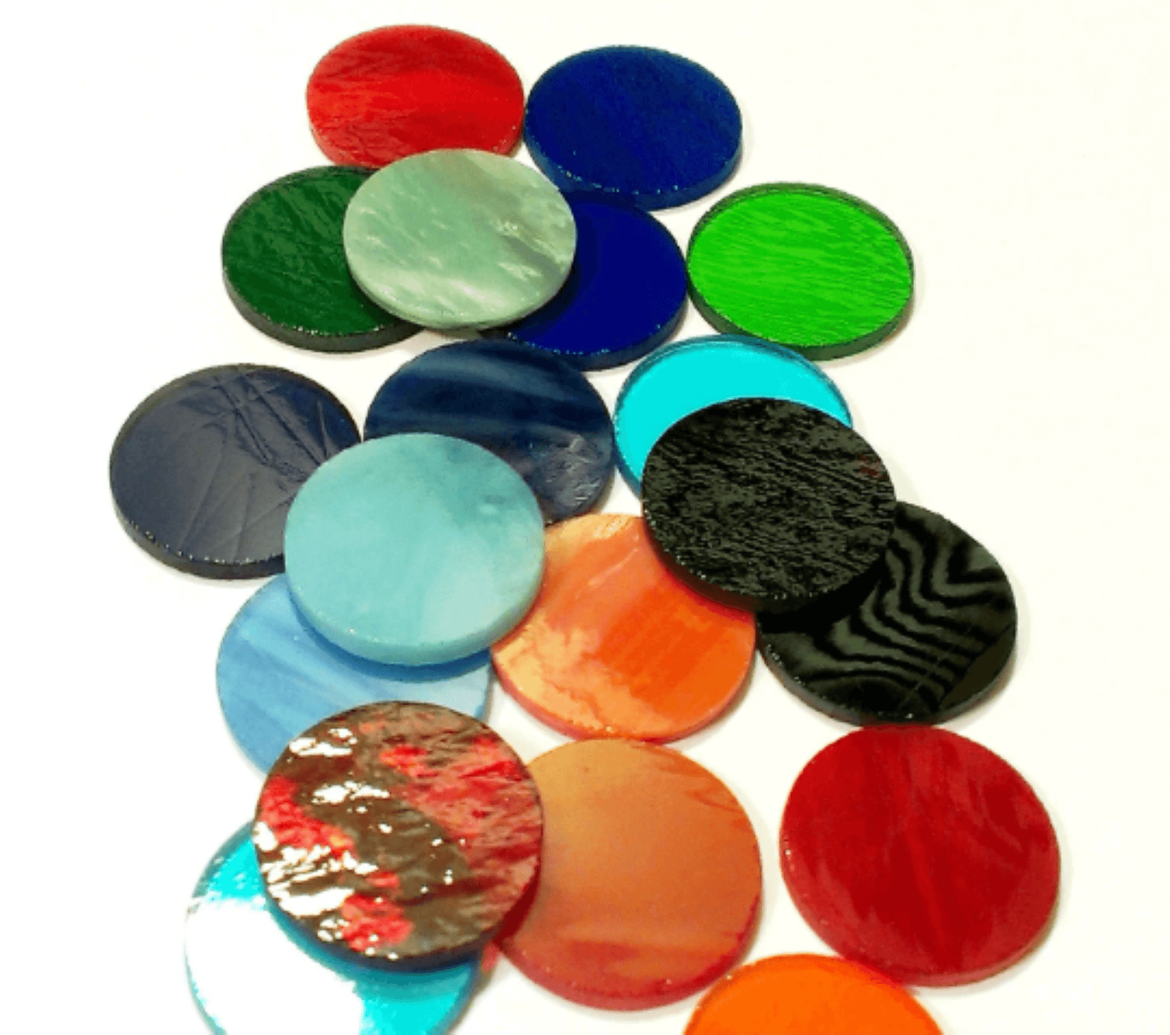 Precut Stained Glass Circles, Package of 10, Assorted Colors, 1 inch Circles