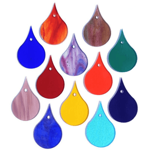 Precut 2.5" Stained Glass Teardrops with Holes Drilled for Hanging, Package of 10
