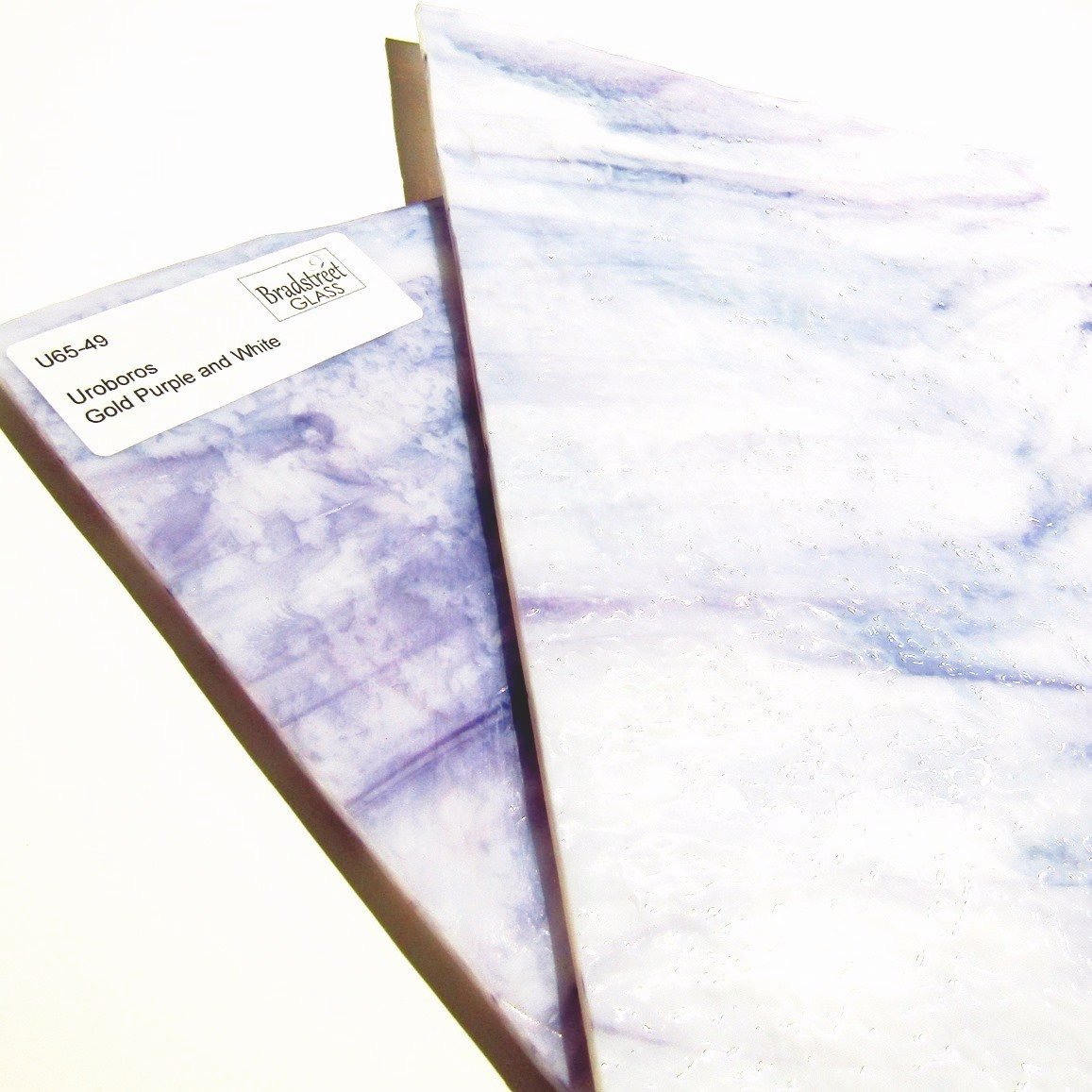 Uroboros 65-49 Gold-Purple and White Swirled Streaky Granite Textured Art Glass Sheet 