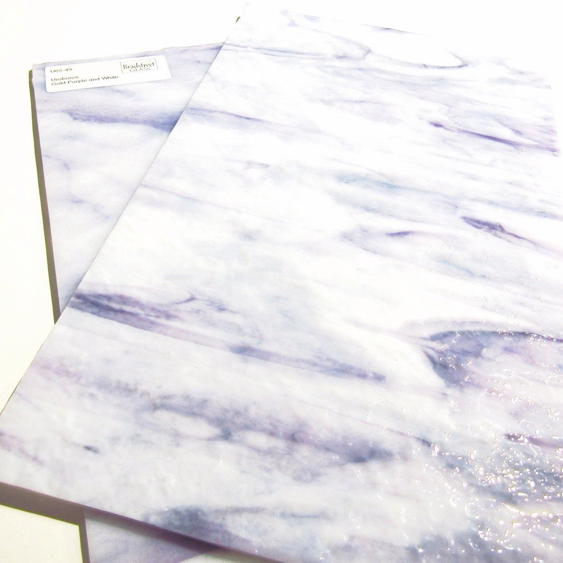 Uroboros 65-49 Gold-Purple and White Swirled Streaky Granite Textured Art Glass Sheet 