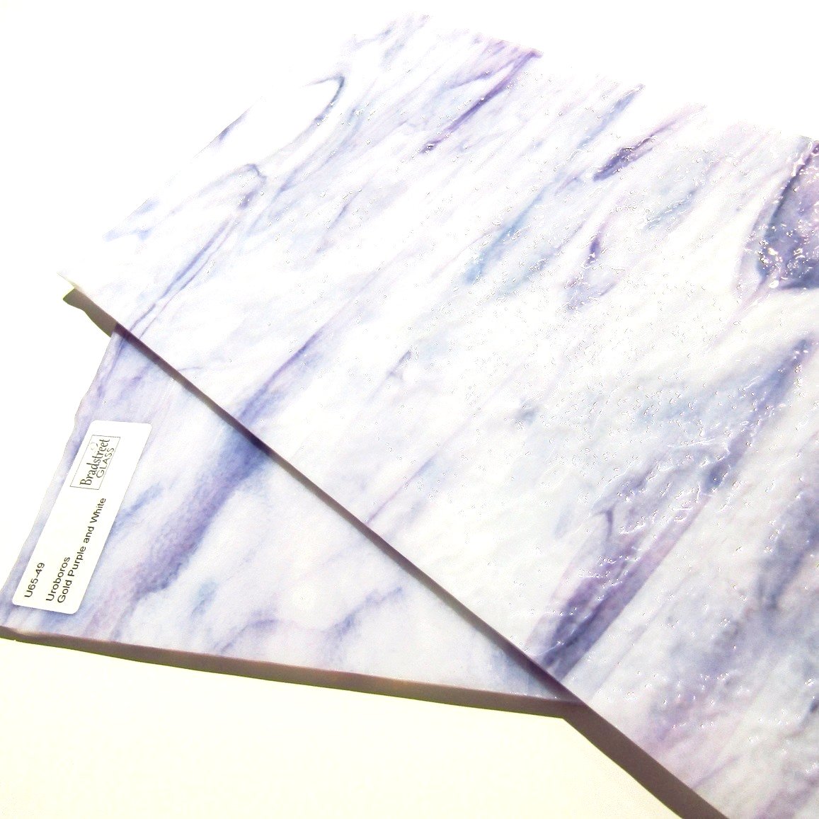 Uroboros 65-49 Gold-Purple and White Swirled Streaky Granite Textured Art Glass Sheet 