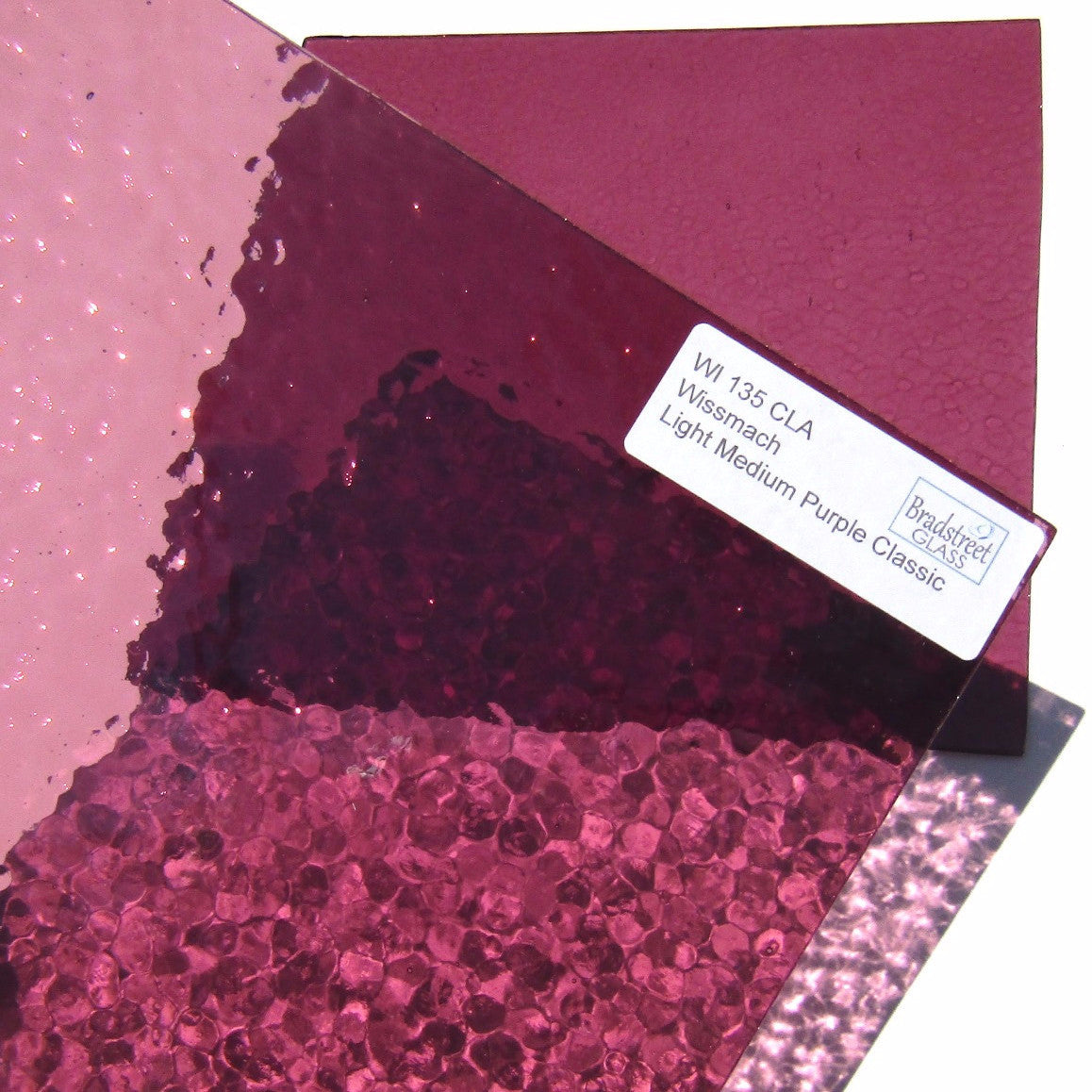 Wissmach 135 CLA Stained Glass Sheet Light Medium Purple Corella Classic Textured Cathedral Translucent 