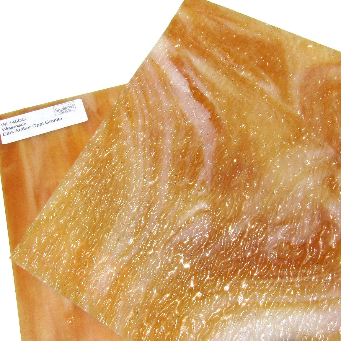 Wissmach 145DG Dark Amber Opal Granite Stained Glass Sheet Textured Dense Opaque