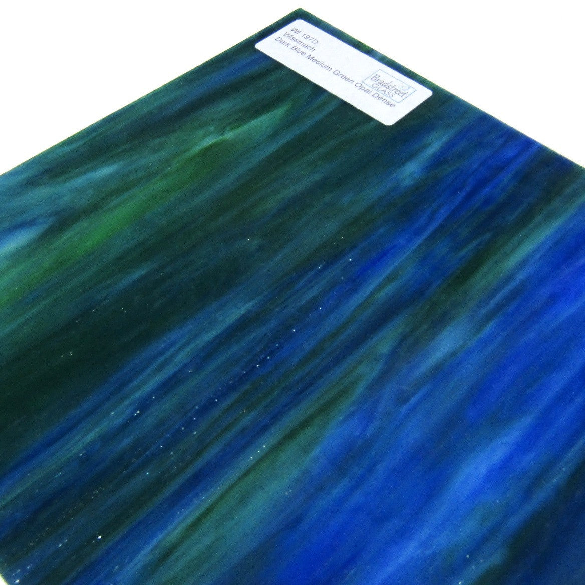 Wissmach 197D Stained Glass Sheet Dark Blue Medium Green Opal Dense 