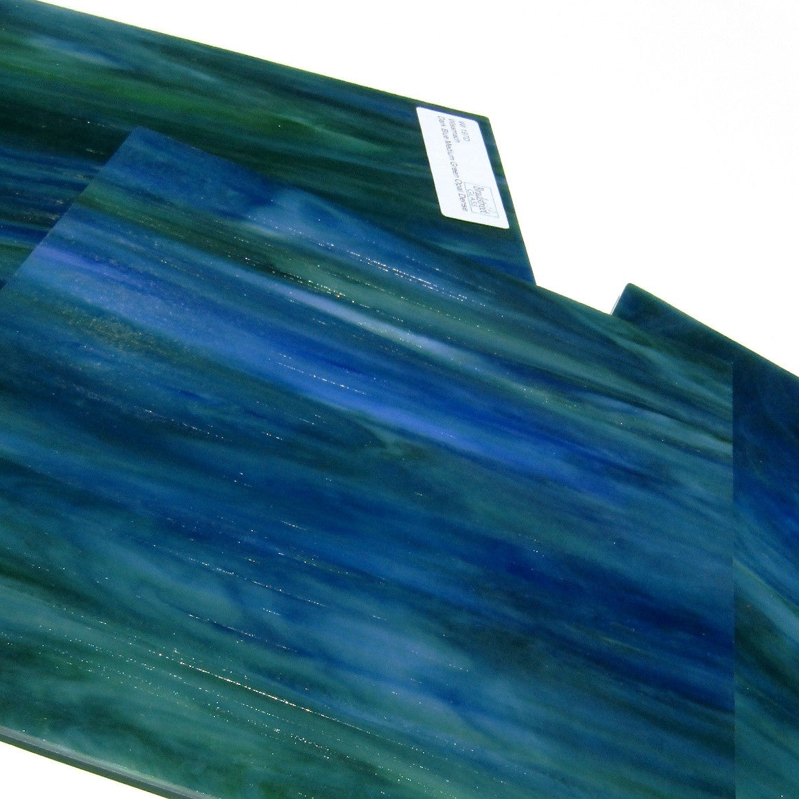Wissmach 197D Stained Glass Sheet Dark Blue Medium Green Opal Dense 