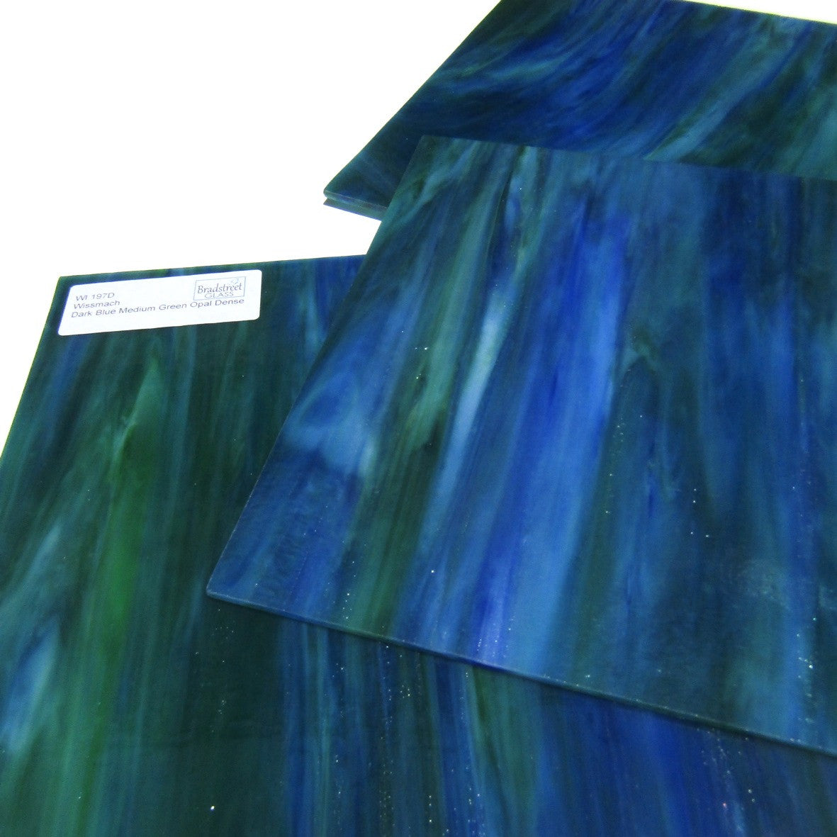 Wissmach 197D Stained Glass Sheet Dark Blue Medium Green Opal Dense 