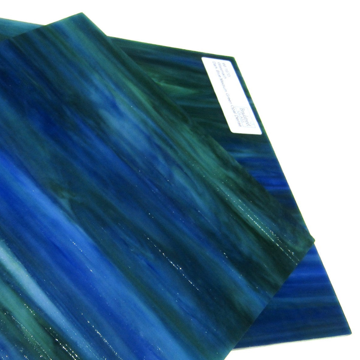 Wissmach 197D Stained Glass Sheet Dark Blue Medium Green Opal Dense 