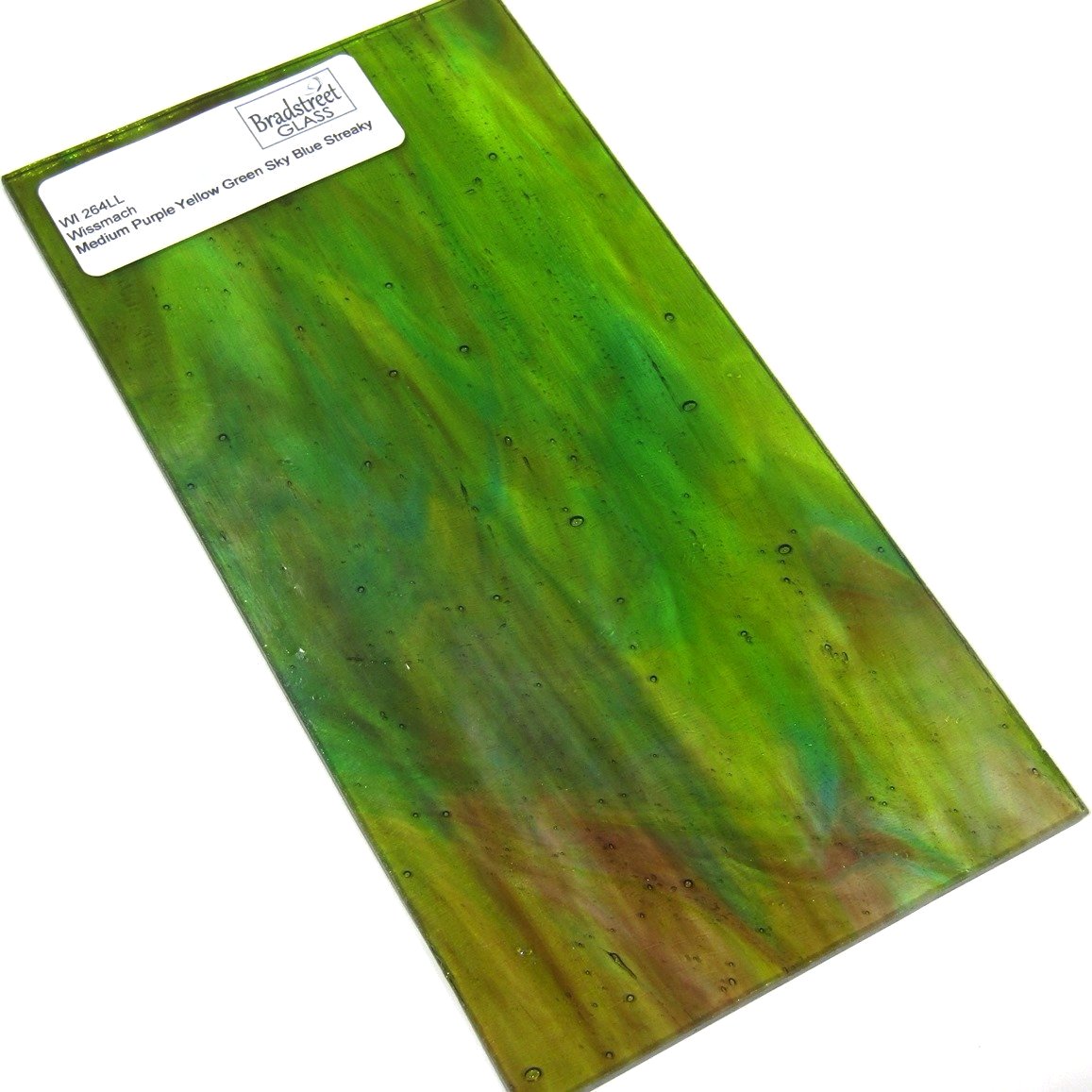 Medium Purple Yellow Green Sky Blue Streaky Stained Glass Sheet Wissmach 264LL