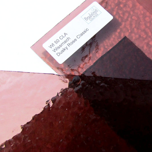 Wissmach Dusky Rose Classic Cathedral Translucent Pink / Mauve Stained Glass Sheet WI 50 CLA
