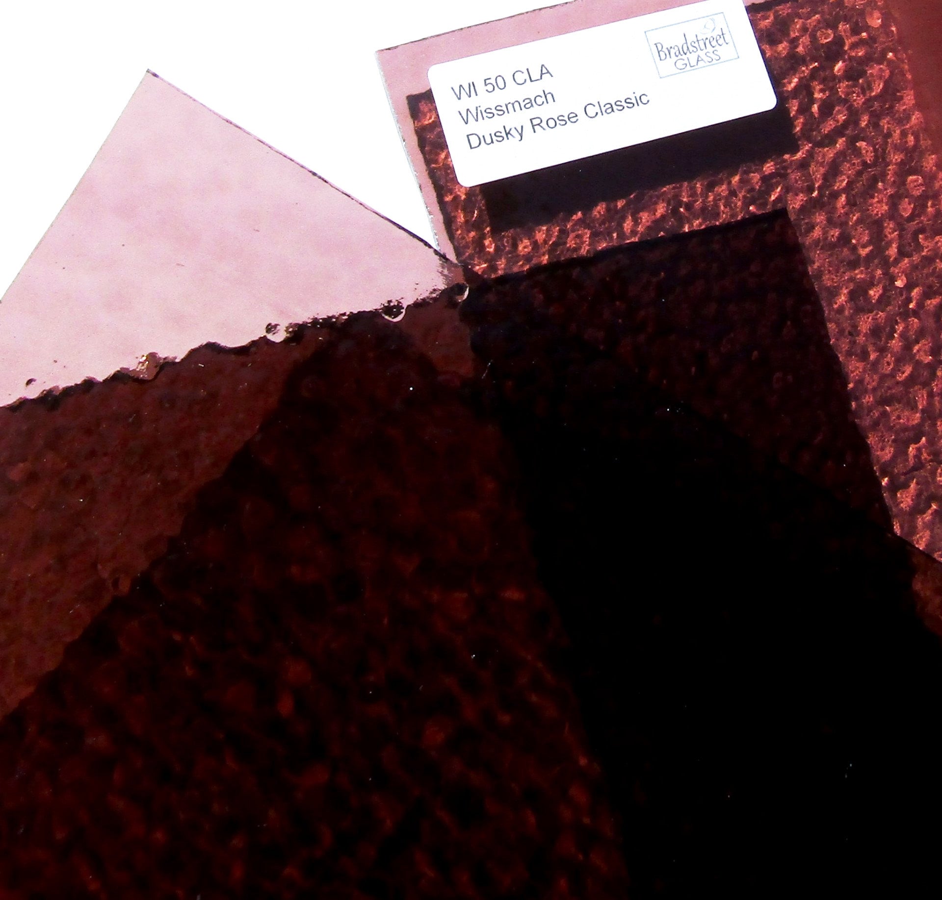 Wissmach Dusky Rose Classic Cathedral Translucent Pink / Mauve Stained Glass Sheet WI 50 CLA