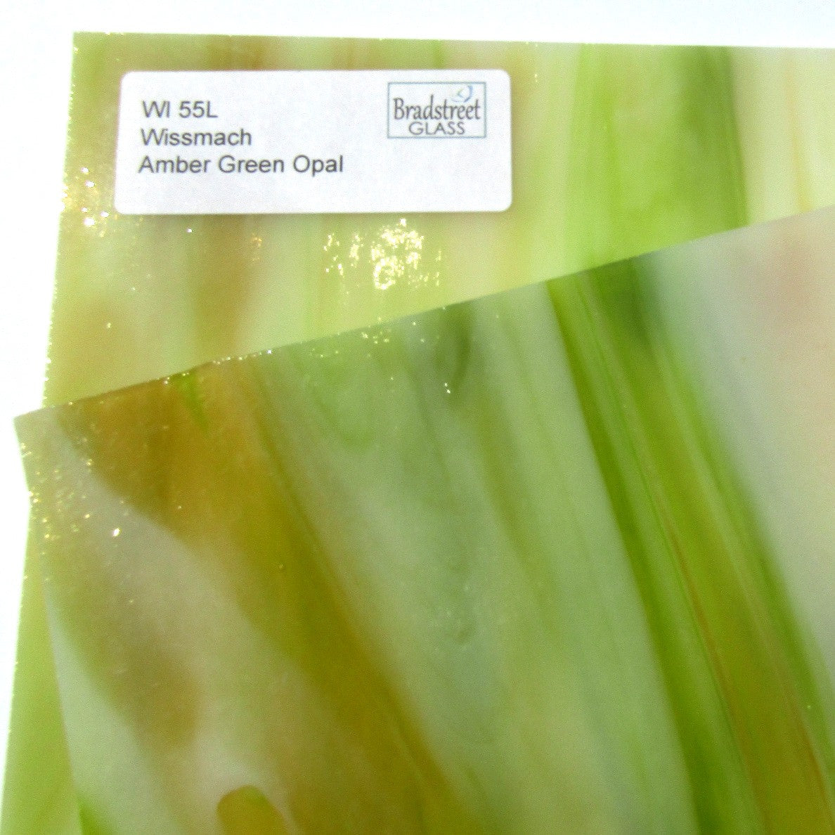 Wissmach Amber Green Opal Stained Glass Sheet (WI 55L)