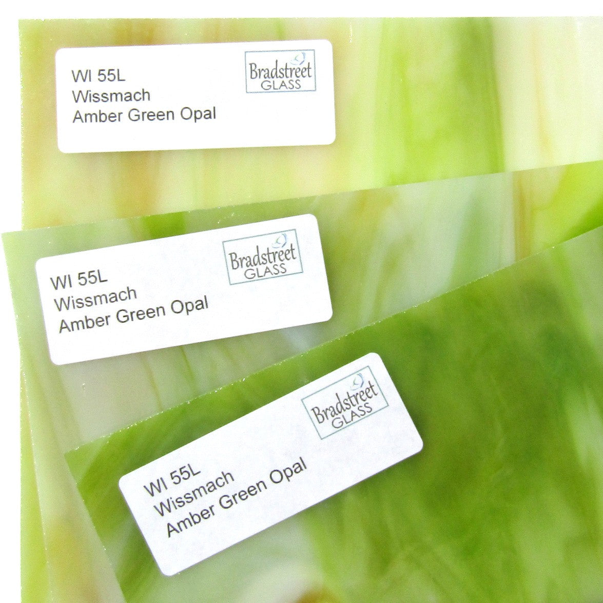 Wissmach Amber Green Opal Stained Glass Sheet (WI 55L)