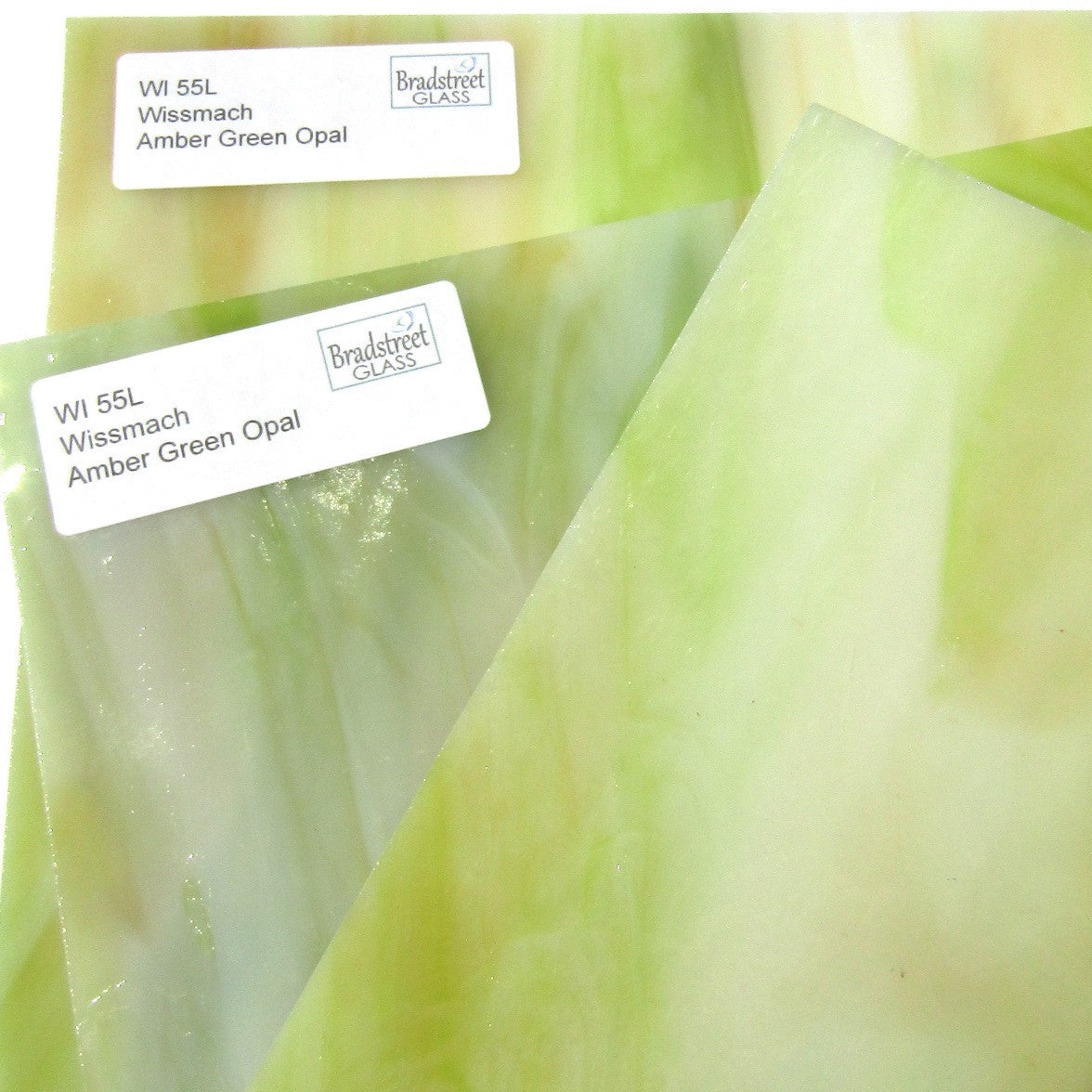 Wissmach Amber Green Opal Stained Glass Sheet (WI 55L)