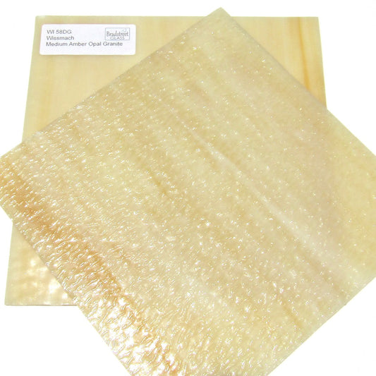 Medium Amber Opal Granite Stained Glass Sheet Textured Dense Opaque Wissmach WI 58DG 