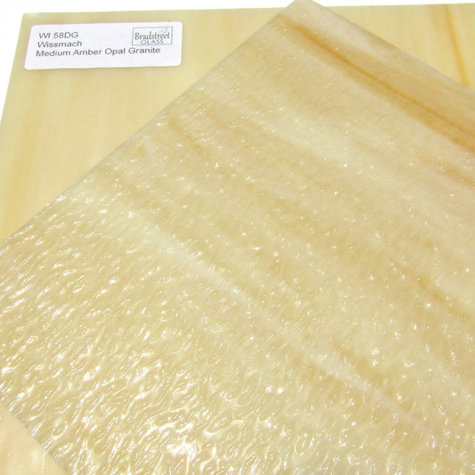 Medium Amber Opal Granite Stained Glass Sheet Textured Dense Opaque Wissmach WI 58DG 