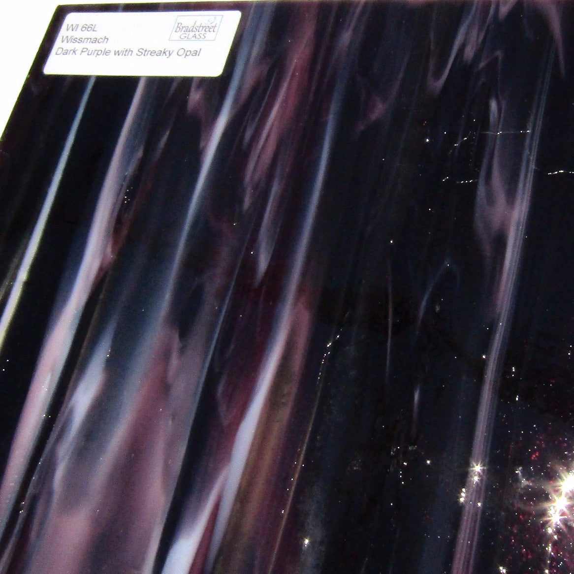 Wissmach Dark Purple with Streaky Opal Stained Glass Sheet WI 66L