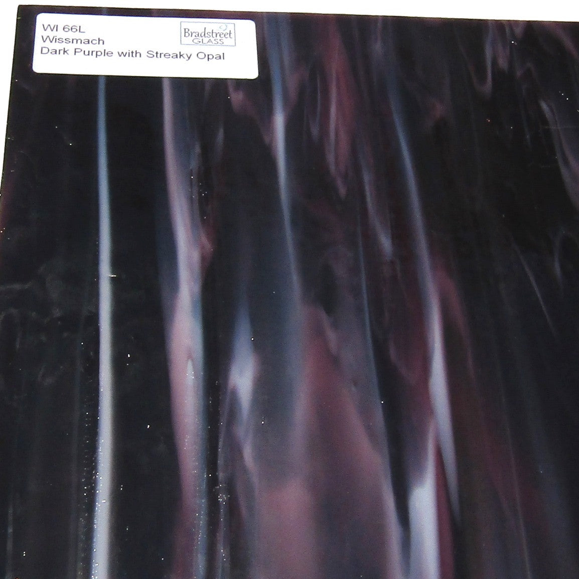 Wissmach Dark Purple with Streaky Opal Stained Glass Sheet WI 66L
