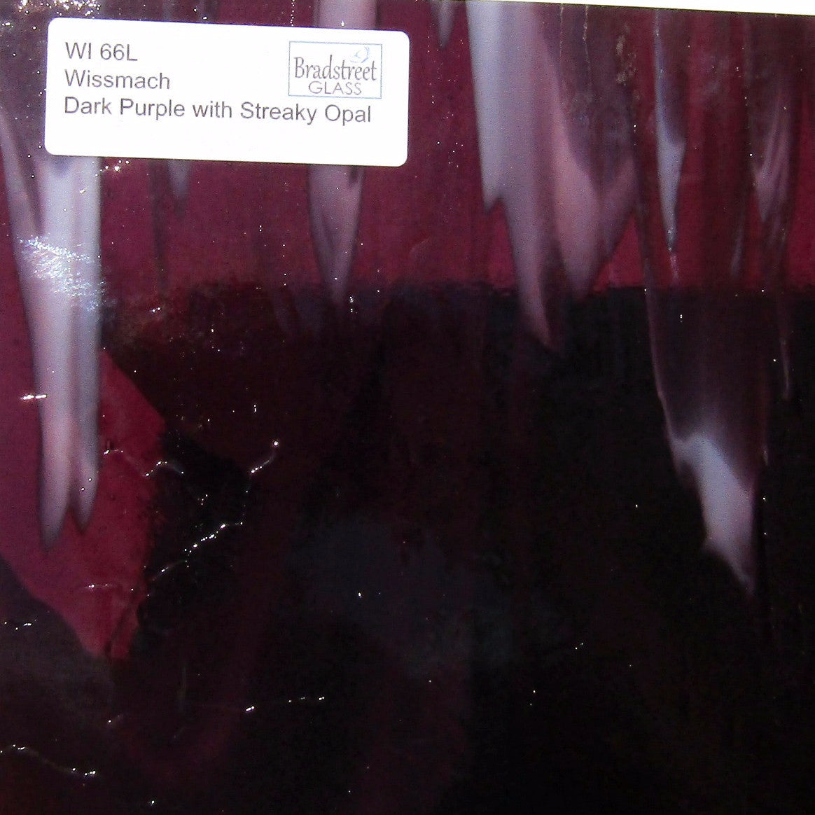 Wissmach Dark Purple with Streaky Opal Stained Glass Sheet WI 66L