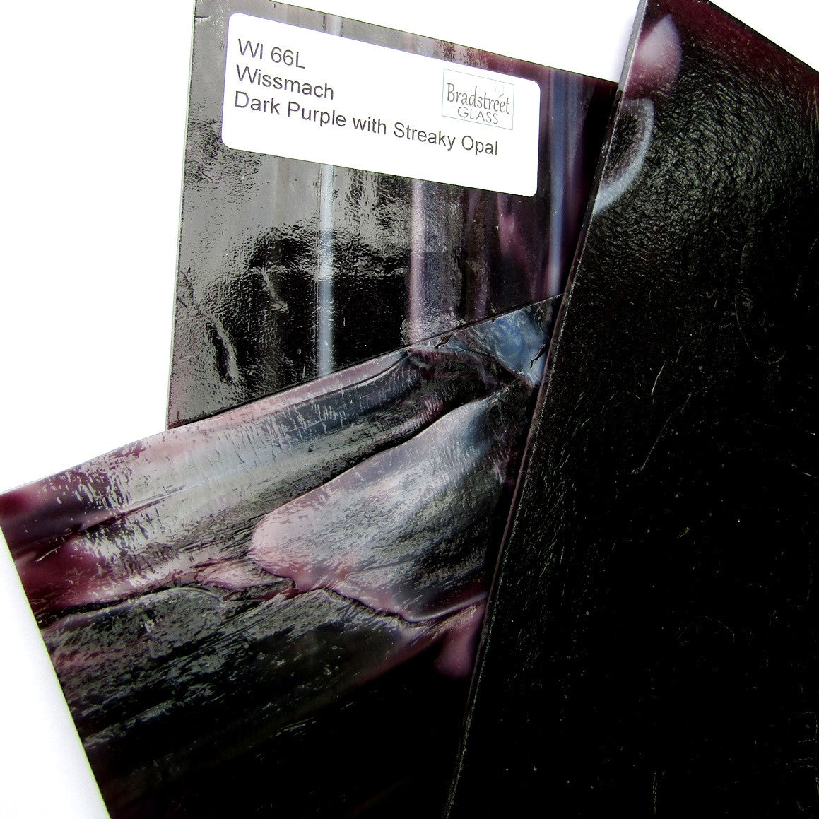Wissmach Dark Purple with Streaky Opal Stained Glass Sheet WI 66L