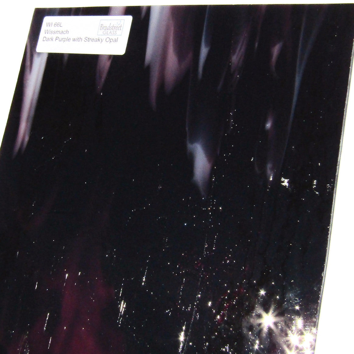 Wissmach Dark Purple with Streaky Opal Stained Glass Sheet WI 66L