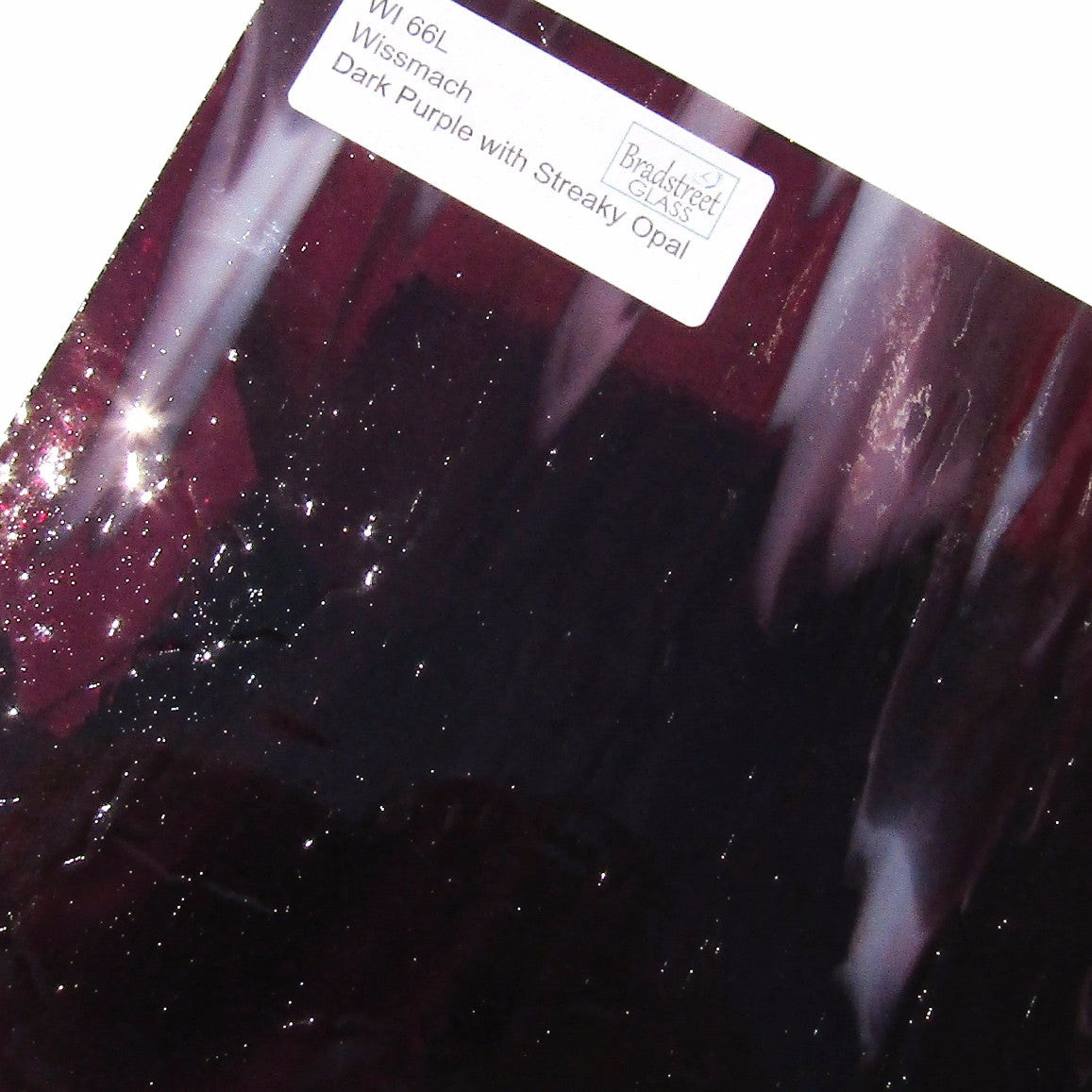 Wissmach Dark Purple with Streaky Opal Stained Glass Sheet WI 66L