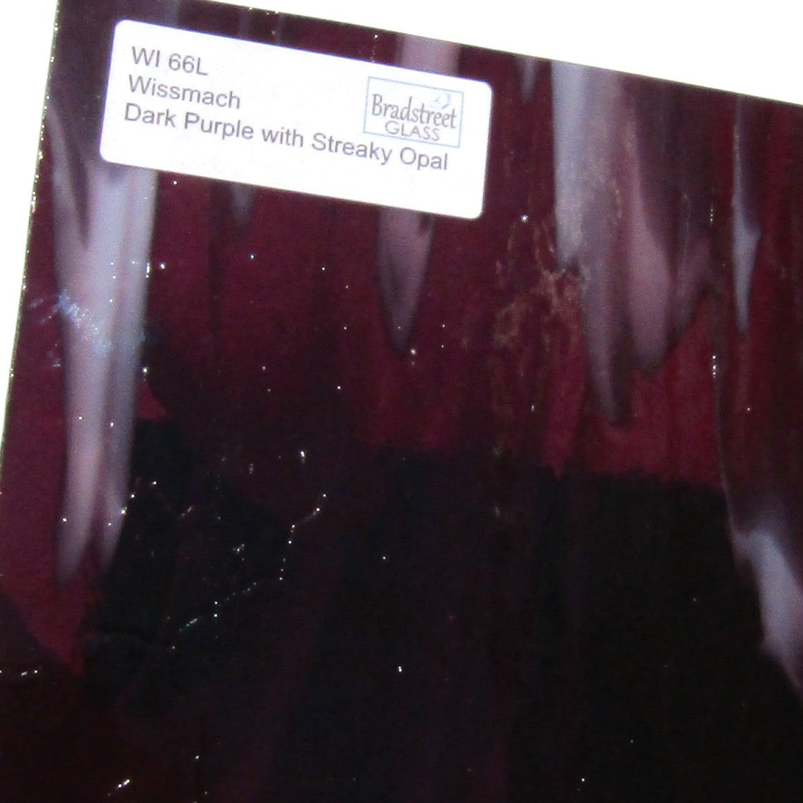 Wissmach Dark Purple with Streaky Opal Stained Glass Sheet WI 66L