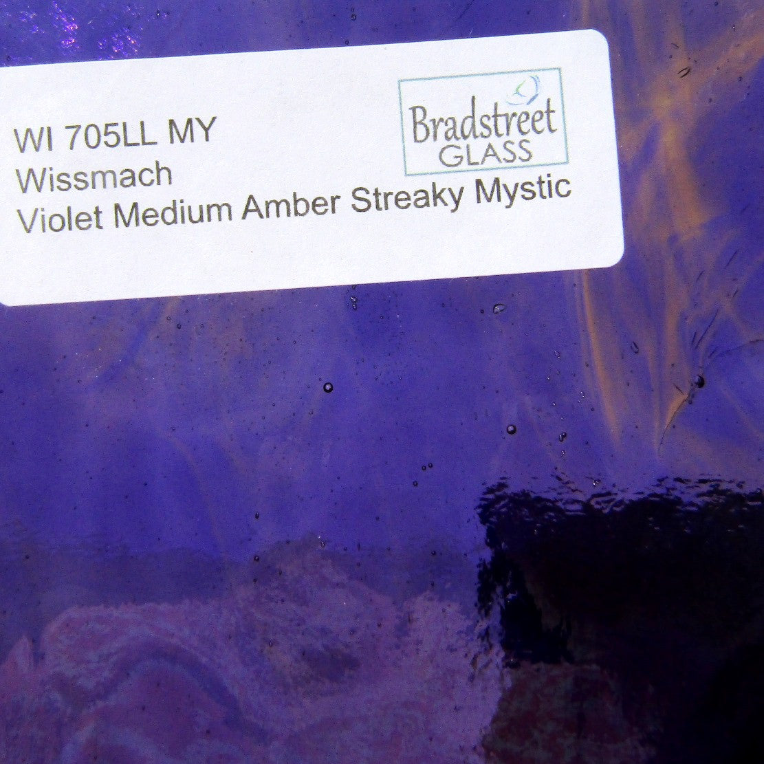 Violet Medium Amber Streaky Mystic Stained Glass Sheet WI 705LL MY Wissmach Stained Glass