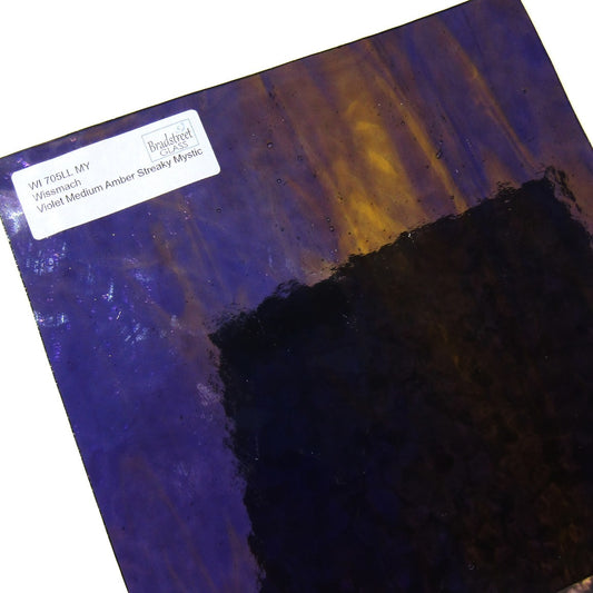 Violet Medium Amber Streaky Mystic Stained Glass Sheet WI 705LL MY Wissmach Stained Glass
