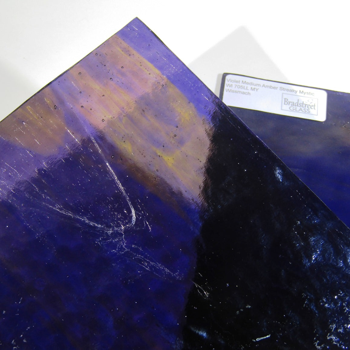 Violet Medium Amber Streaky Mystic Stained Glass Sheet Wissmach 705LLMY