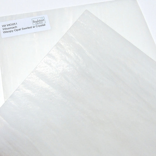 Wissmach Wispy Opal Swirled with Crystal Stained Glass Sheet WI WO051 