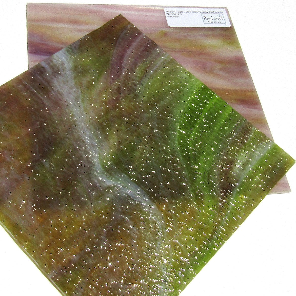 Medium Purple Yellow Green Wisspy Opal Granite Wissmach WO217 G Stained Glass Sheet