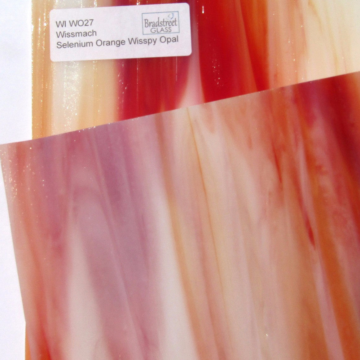 Selenium Orange Wispy Opal Stained Glass Sheet Wissmach WO27
