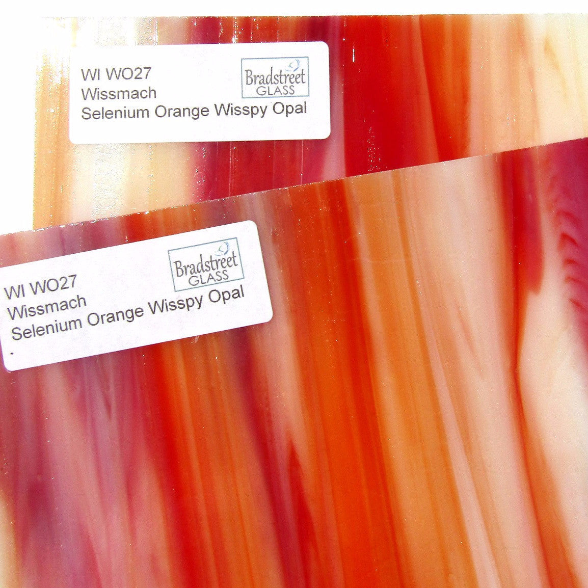 Selenium Orange Wispy Opal Stained Glass Sheet Wissmach WO27