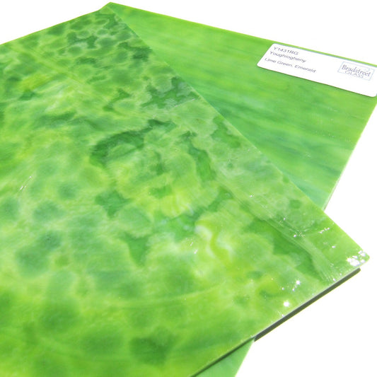 Lime Green Emerald Stained Glass Sheet Opaque Youghiogheny 1431RG