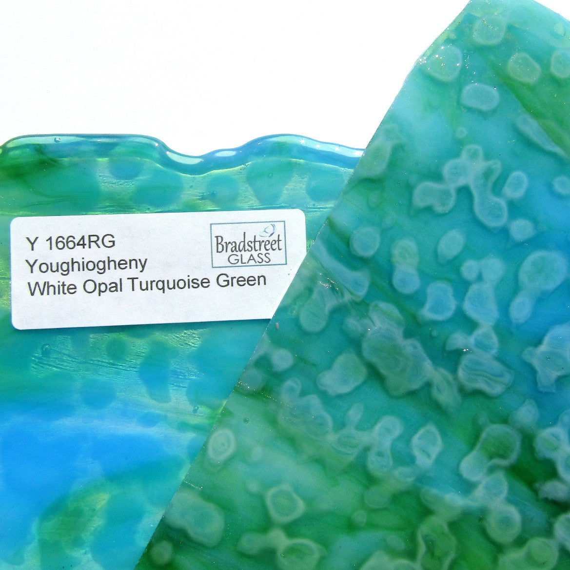 Youghiogheny Y1664RG Stained Glass Sheet White Opal Turquoise Green Reproduction Glass