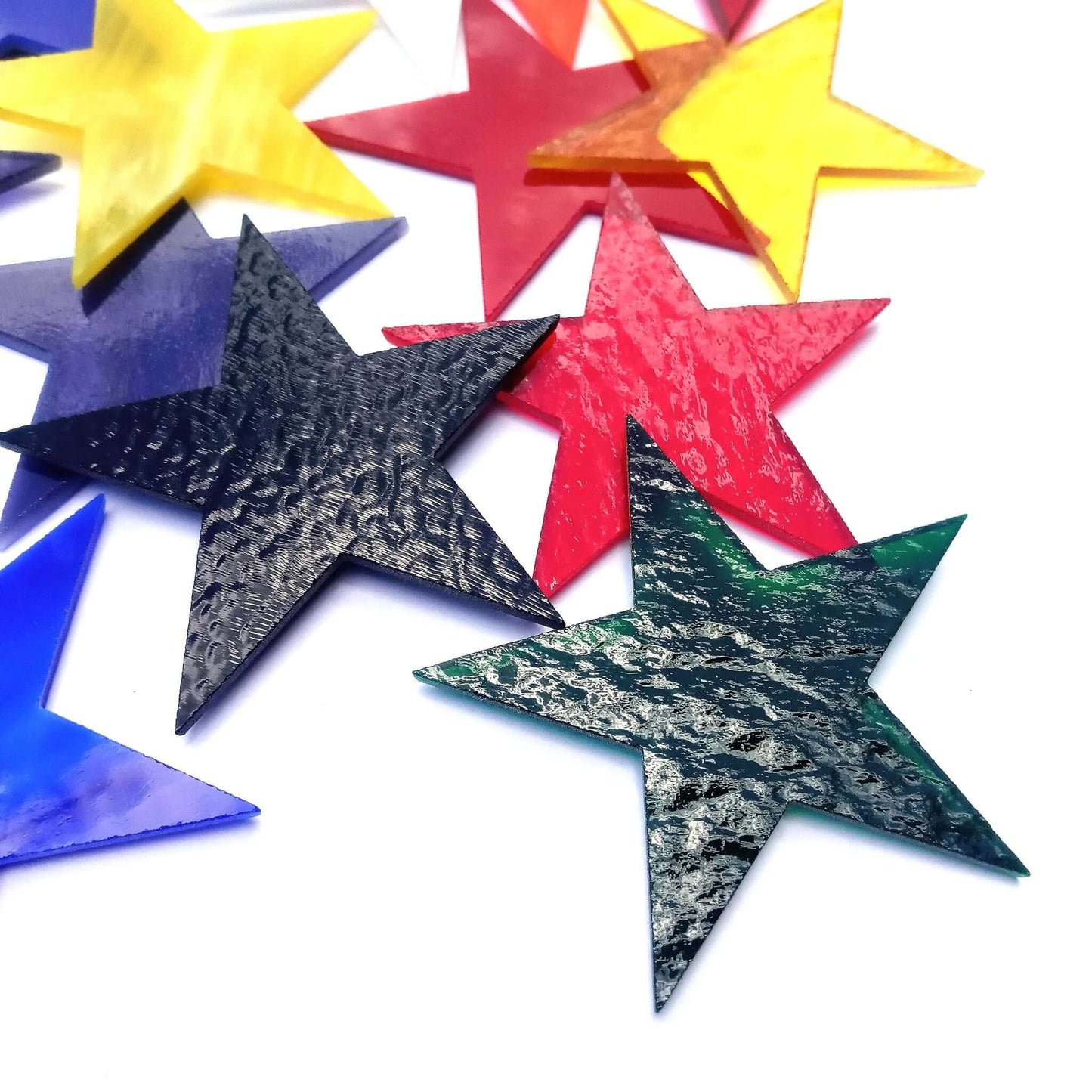 Precut Stained Glass Stars, Assorted Colors, 3" Glass Stars for Mosaics, Jewelry, Stained Glass Art