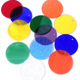 Precut Stained Glass Circles with Holes Drilled for Hanging, 2" Glass Circles for Windchimes, Ornaments, Glass Art, Assorted Colors, All Translucent and Wispy Stained Glass