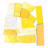 Yellow Stained Glass Scraps, Curated 1 lb Package of Reclaimed Shop Scrap Glass in Shades of Yellow