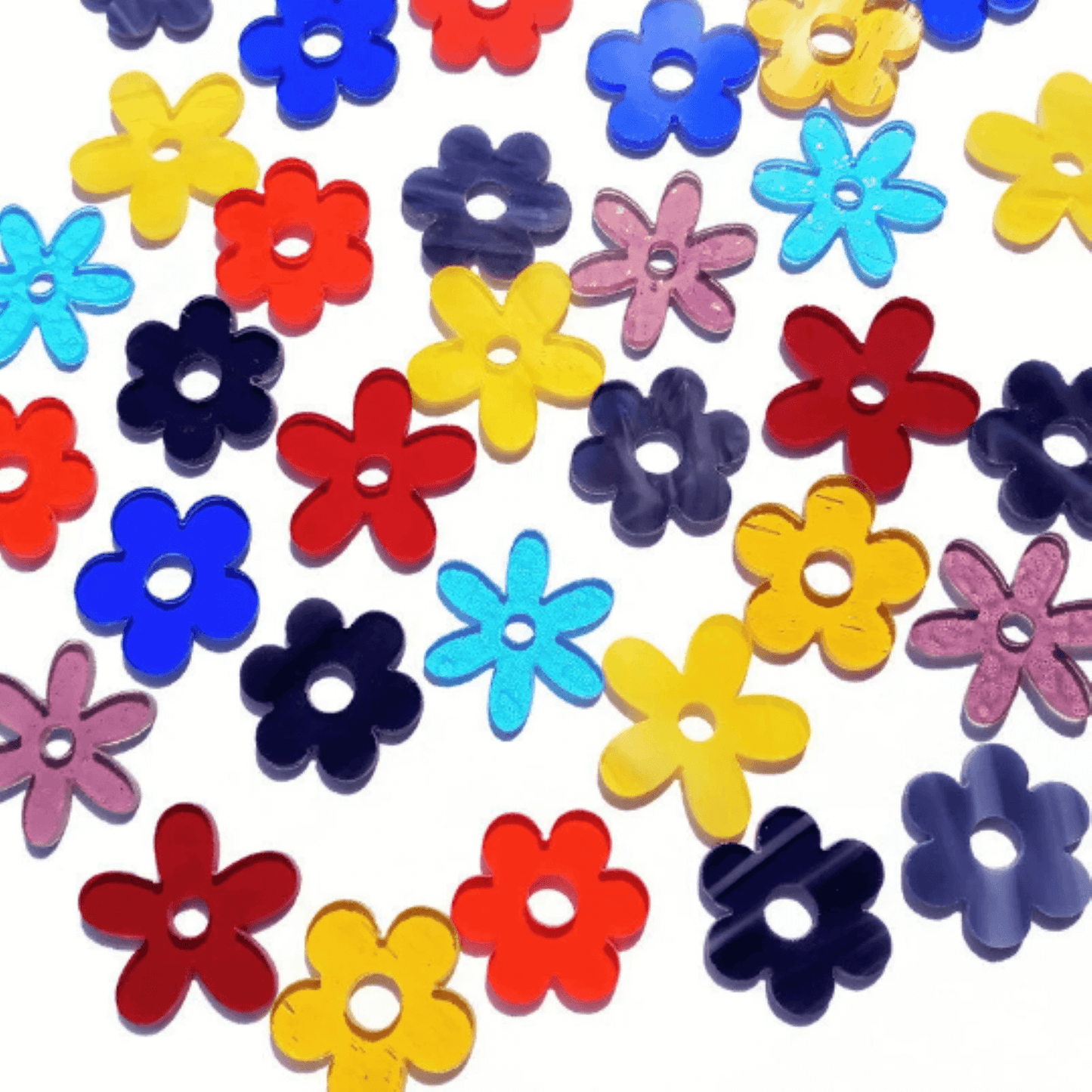 Precut Stained Glass Small Flowers, Assorted Colors, 1.5" Glass Hearts for Mosaics, Jewelry, Stained Glass cute little flowers