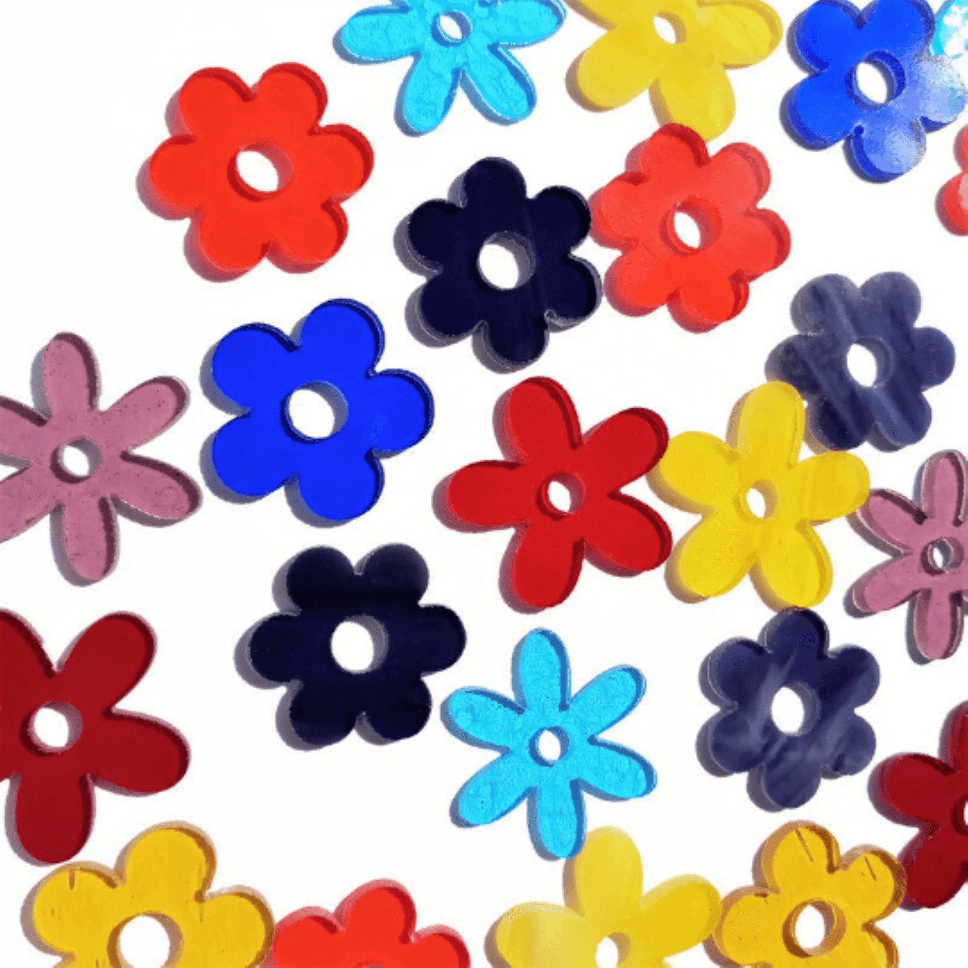 Precut Stained Glass Small Flowers, Assorted Colors, 1.5" Glass Hearts for Mosaics, Jewelry, Stained Glass cute little flowers