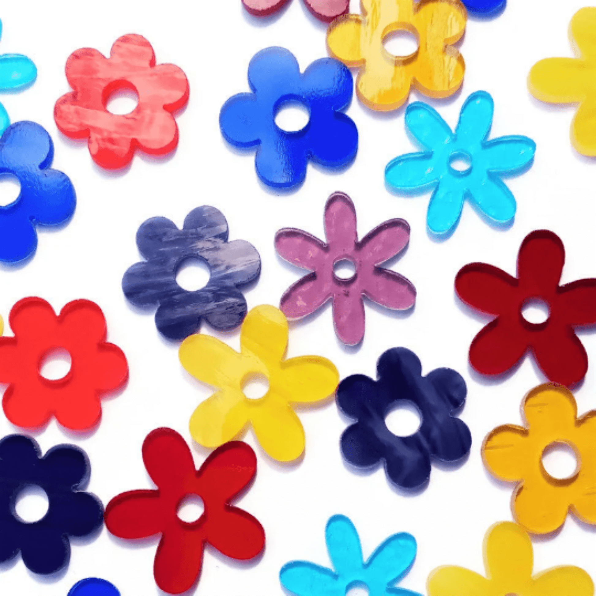 Precut Stained Glass Small Flowers, Assorted Colors, 1.5" Glass Hearts for Mosaics, Jewelry, Stained Glass cute little flowers