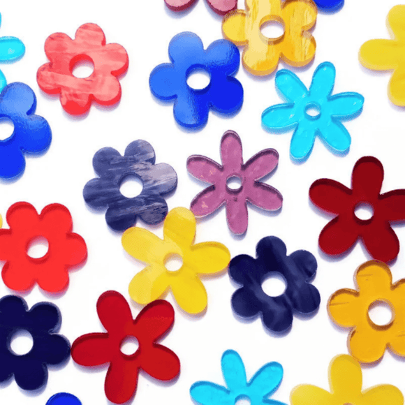 Precut Stained Glass Small Flowers, Assorted Colors, 1.5