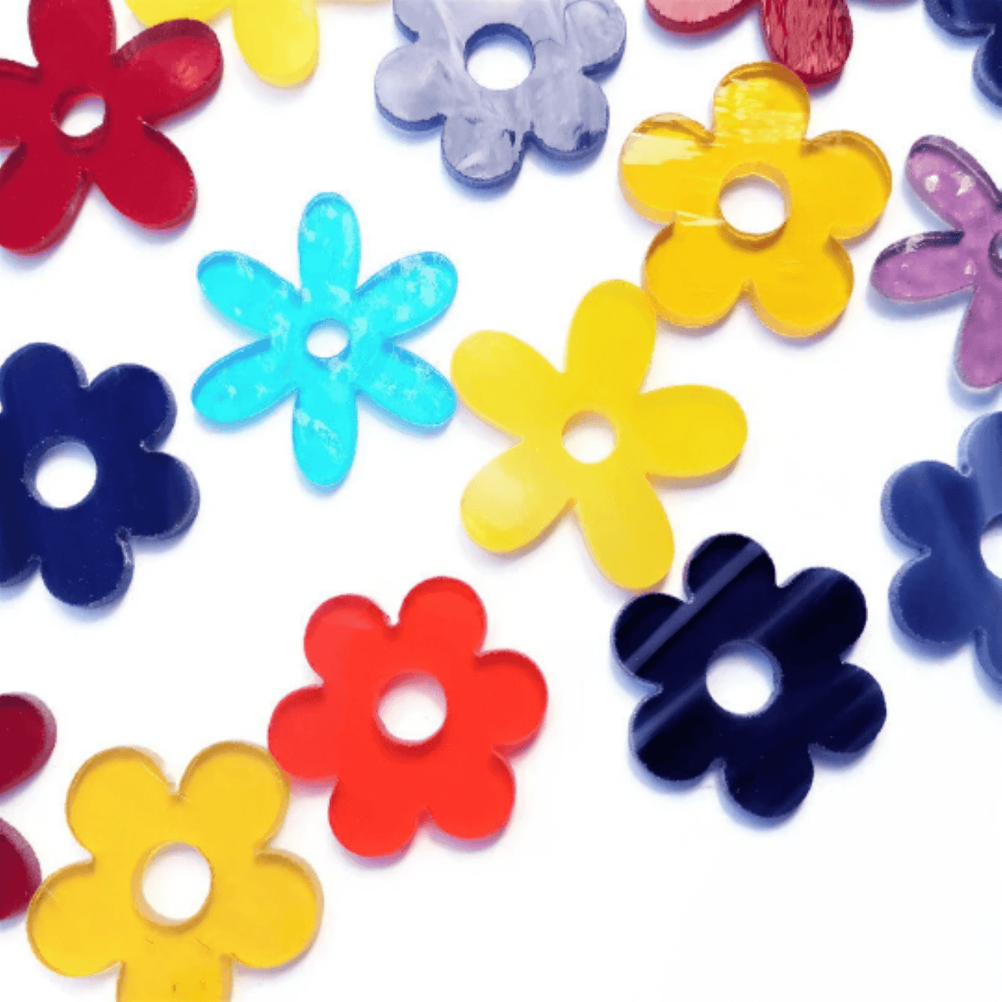 Precut Stained Glass Small Flowers, Assorted Colors, 1.5" Glass Hearts for Mosaics, Jewelry, Stained Glass cute little flowers