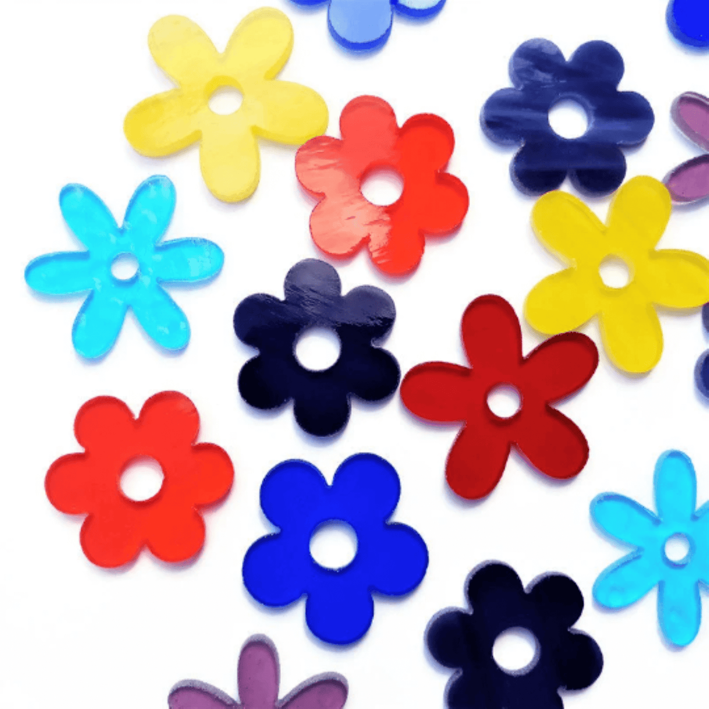 Precut Stained Glass Small Flowers, Assorted Colors, 1.5" Glass Hearts for Mosaics, Jewelry, Stained Glass cute little flowers